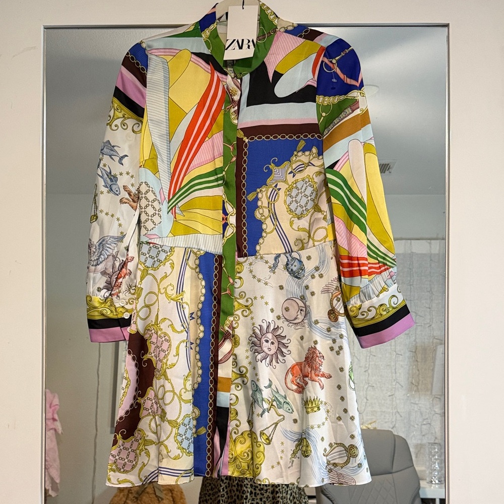 Zara Colorful Geometric and Floral Dress
